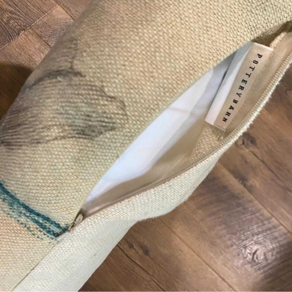 Pottery Barn || Linen Blend Magnolia Flower Pillow Covers 20